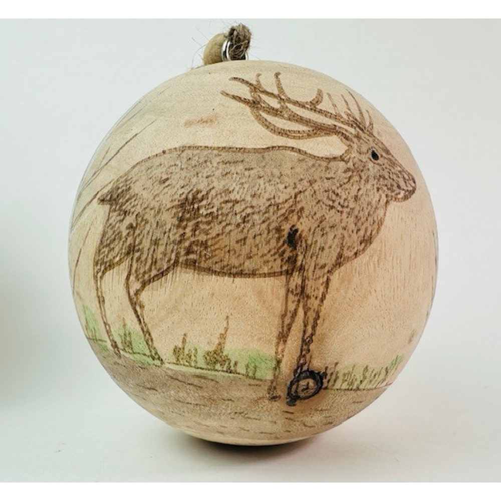 Lodge Wood Chirstmas Ornament ELK/DEER/STAG Burned Rustic Rural Country
